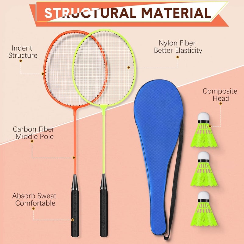 Chitidr 12 Pack Badminton Rackets Set Including Badminton Racquets, Nylon Shuttlecocks and Carry Bag for Outdoor Backyard Games Beginners - Image 2